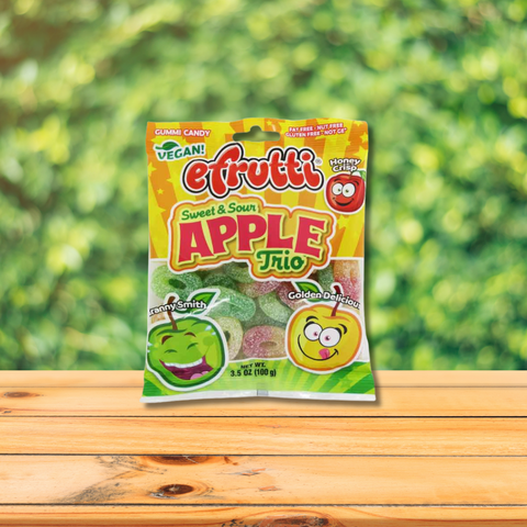 Efrutti Sweet and Sour Apple Trio Gummy Candy - VEGAN
